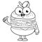 Hamburger character. Vector black and white coloring page