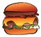 Hamburger with cheese and vegetables vector or color illustration