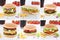 Hamburger collection set cheeseburger burger menu meal cola drink