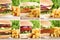 Hamburger collection set cheeseburger with fries closeup close u