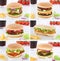 Hamburger collection set cheeseburger menu meal combo drink