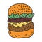 Hamburger drawing isolated. Big burger cartoon style