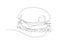 Hamburger drawn in one line on a white background. One line drawing. Continuous line. Drawing a continuous line