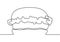 Hamburger drawn in one line on a white background. Sandwich cheeseburger hamburger line drawn from the hand a picture of the