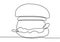 Hamburger drawn in one line on a white background. Sandwich cheeseburger hamburger line drawn from the hand a picture of the