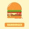Hamburger and drinking water Breakfast set, fast food, Flash design