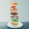 Hamburger. Fast food diet concept, Compulsive overeating and dieting. 3d rendering