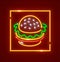 Hamburger fast food. Neon icon. Vector illustration.