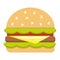 Hamburger flat icon, food and drink, fast food