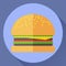 Hamburger flat vector icon