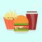 Hamburger French Fries and drinking water Breakfast set, fast food, Flash design vector