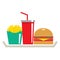 Hamburger, French Fries And A Glass Of Cola In Tray