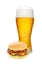 Hamburger and glass of beer