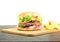 Hamburger - homemade burger with fresh vegetables