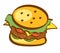 Hamburger icon. Burger, fast food sign. Trendy cartoon style design. Isolated vector illustration