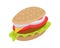 Hamburger Icon in flat. Burger with Meat, Cheese