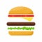 Hamburger ingredients meat, lettuce, cheese and tomato. Fast Food Vector