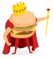 Hamburger king wearing a crown
