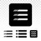 Hamburger menu button flat icon on a transparent background