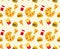 Hamburger,pizza,fries and drink pattern background