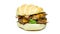 Hamburger rotating 4k footage on white background