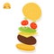 Hamburger sandwich ingredients structure setup