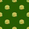 Hamburger Seamless Pattern on Green Background
