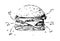 Hamburger. Sketch isolated on white background. Vector illustration