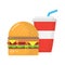 Hamburger and soda isolated illustration