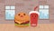 hamburger and soda kawaii characters