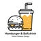 Hamburger and Soft drink Lineal Color Illustration