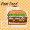 Hamburger street festival, fast food menu seamless pattern background cooking collection concept