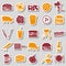 Hamburger theme modern simple icons color stickers eps10