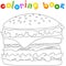 Hamburger unpainted. Coloring book for kids about fast food