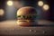 Hamburger on the wooden table. 3d render illustration.
