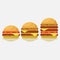 Hamburgers set, a simple hamburger double and triple, a dining r