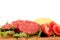 Hamburgers, tomatoes salad