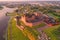 Hameenlinna fortress-prison, early July morning shot from a quadcopter. Finland