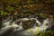 Hamersky creek with waterfalls in Luzicke mountains in color autumn day