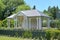 HAMILTON, NEW ZEALAND - Dec 02, 2020: tennis court pavilion in Mansfield Garden (Hamilton Gardens