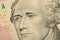 Hamilton portrait. Ten American dollars. US paper currency