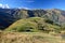 Hamlet on the green slope in Pyrenees