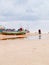 Hammamet-Tunisia-city beach with boats in the fall