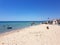 Hammamet, Tunisia - July 25, 2017: People relax on the beach of hotel Club Novostar Sol Azur Beach Congres