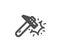 Hammer blow icon. Crash protection sign. Repair tool. Vector