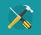Hammer and driver as maintenance symbol icon