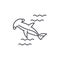 Hammer fish line icon concept. Hammer fish vector linear illustration, symbol, sign