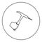 Hammer hits nail in hand claw holding Fixing and repairing working tools icon in circle round black color vector illustration