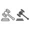 Hammer judje line and glyph icon. Auction hammer vector illustration isolated on white. Justice outline style design