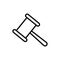 Hammer justice line icon. Law symbol. Court gavel linear illustration.